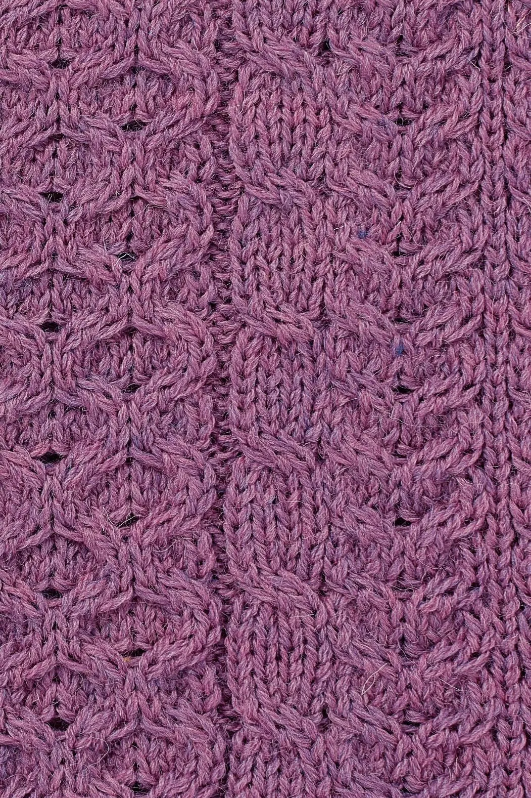 Roll Neck Aran Crew Sweater | Purple