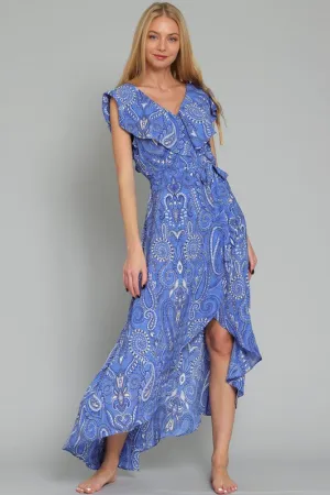 Ruffle Neck Detail Midi Dress