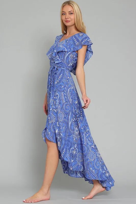 Ruffle Neck Detail Midi Dress