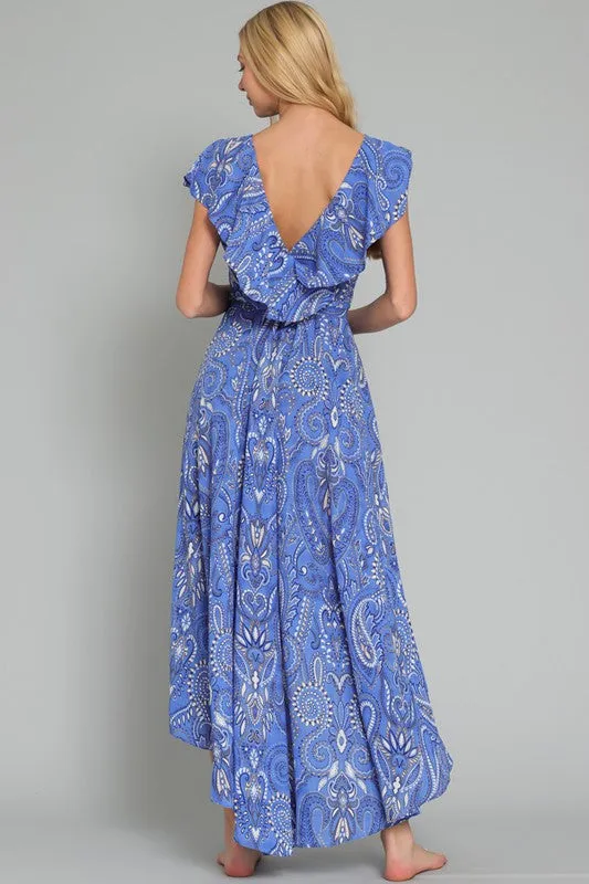 Ruffle Neck Detail Midi Dress