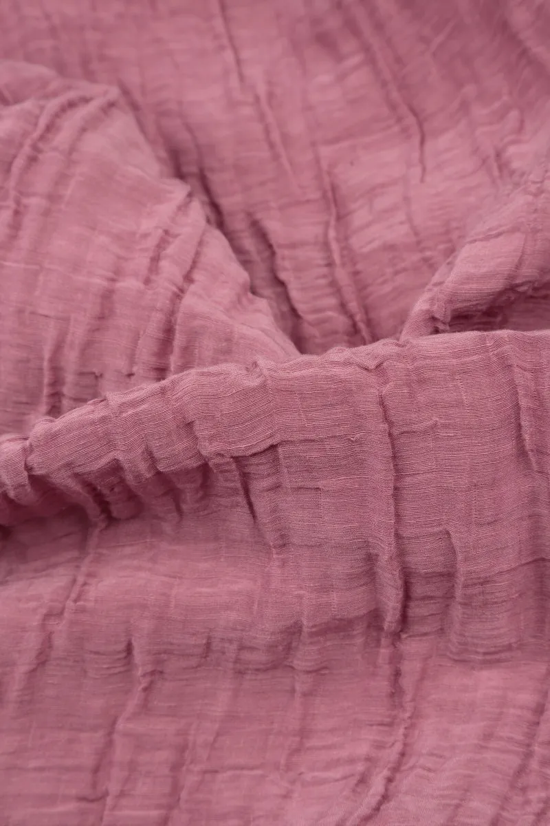 Soft-Shaped Mauve Taupe Crinkled Silk Linen Blouse