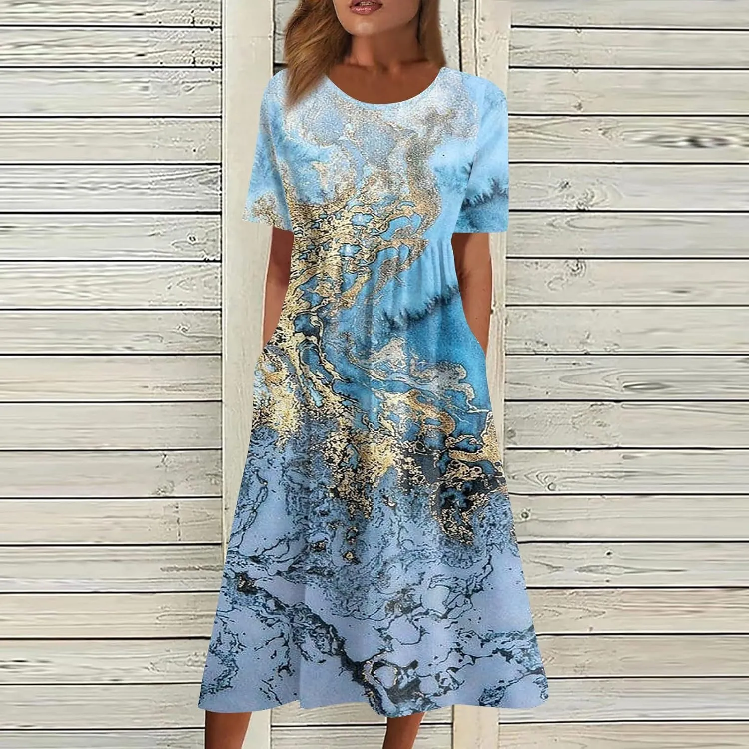Spring Dresses for Women 2025 Short Sleeve Crew Neck Floral Long Flowy Dress Summer Dresses for Women 2025 Going Out Dress
