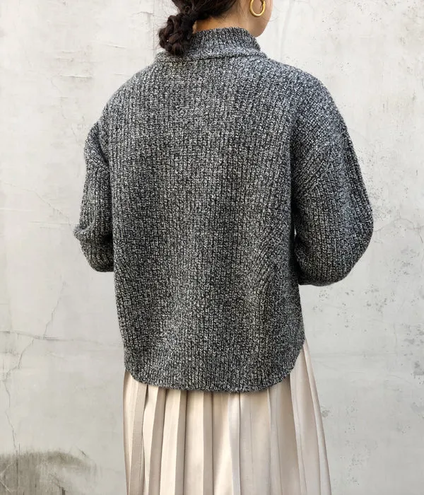 TAN/KARESANSUI WOOLEN PULLOVER(WHITEBLACK)