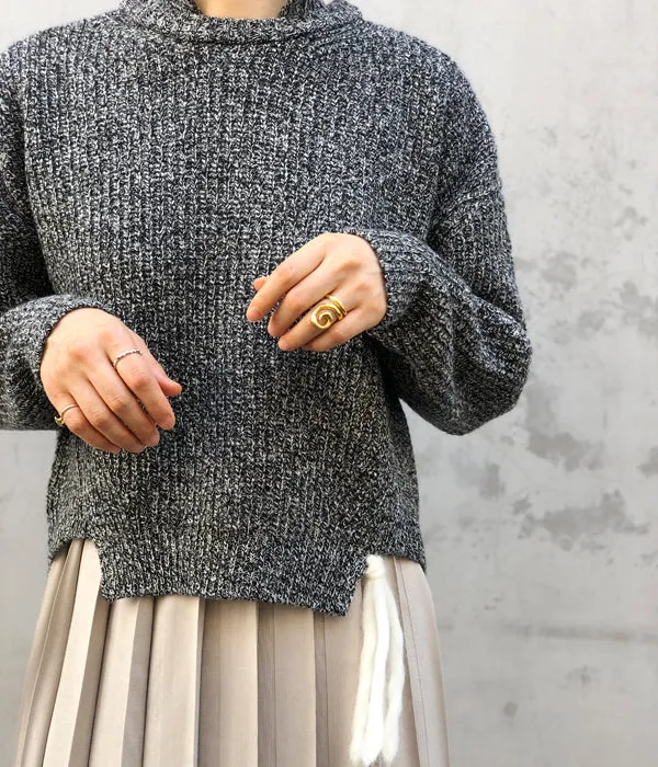 TAN/KARESANSUI WOOLEN PULLOVER(WHITEBLACK)