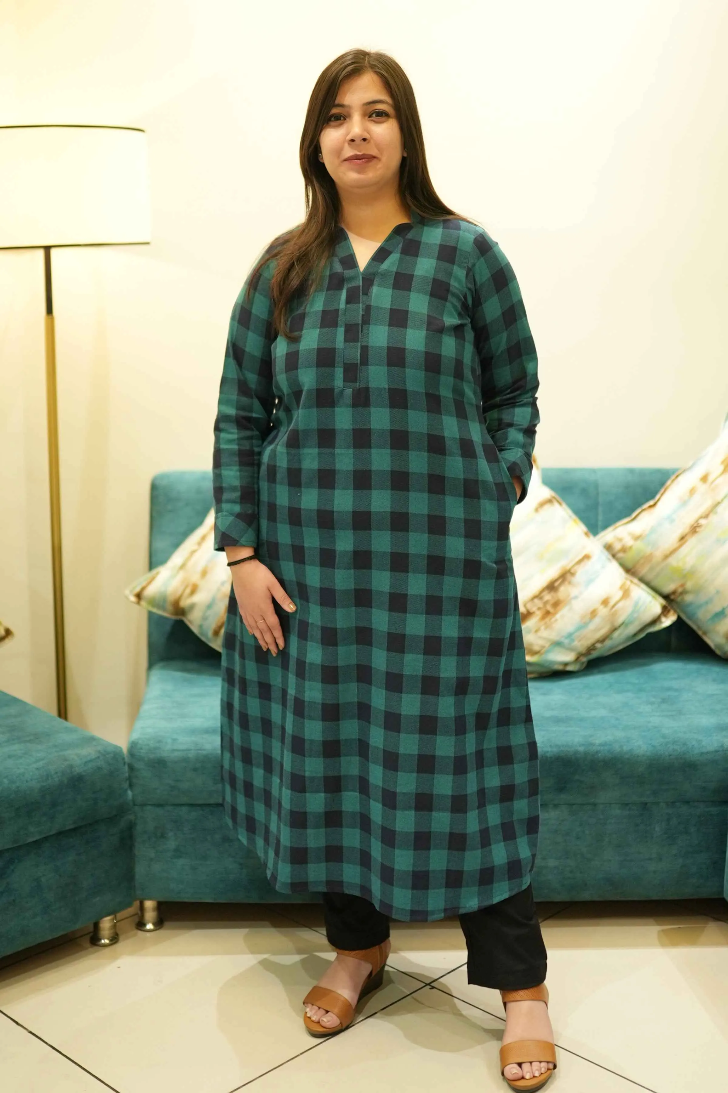Teal Tapestry Woollen Kurta