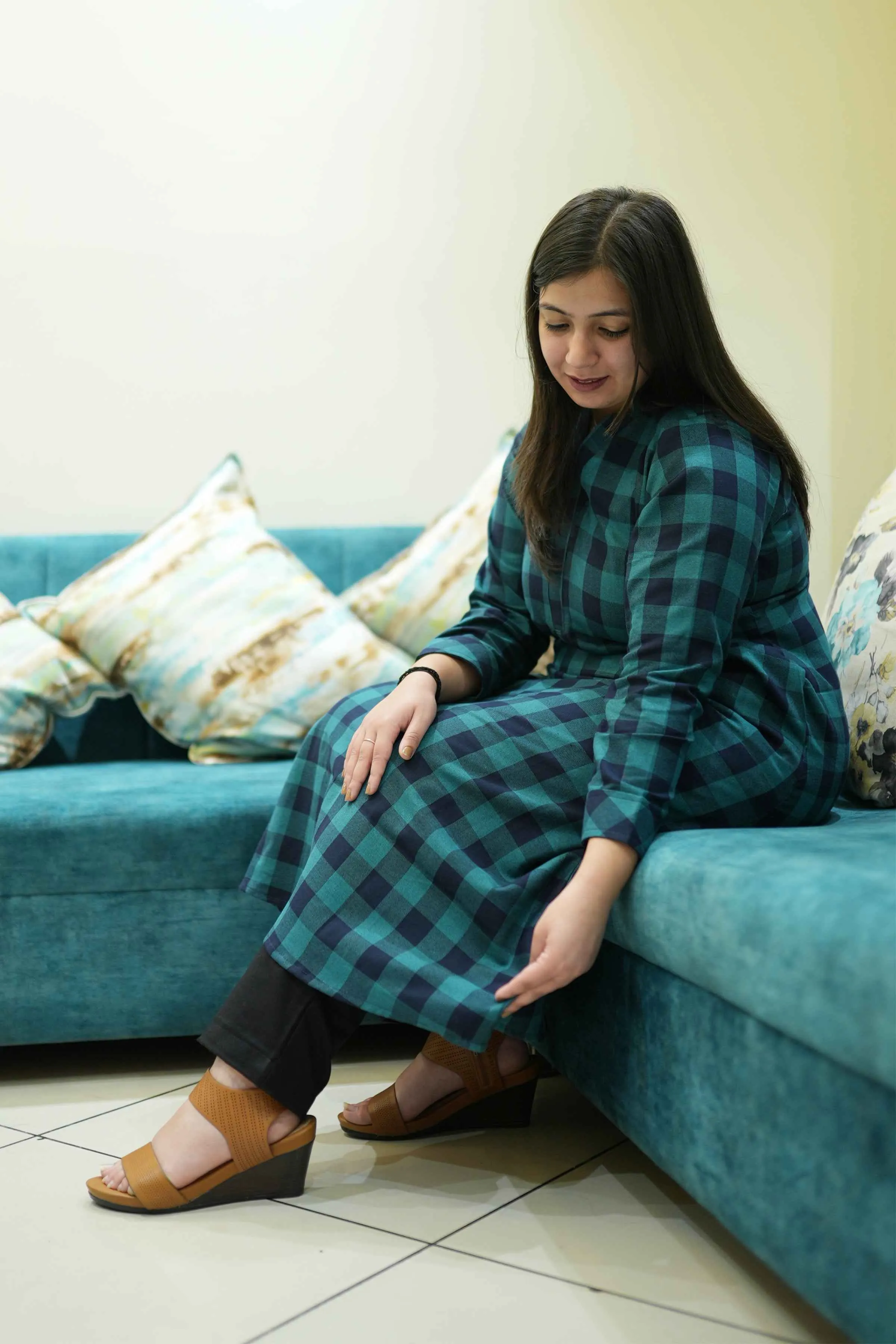 Teal Tapestry Woollen Kurta