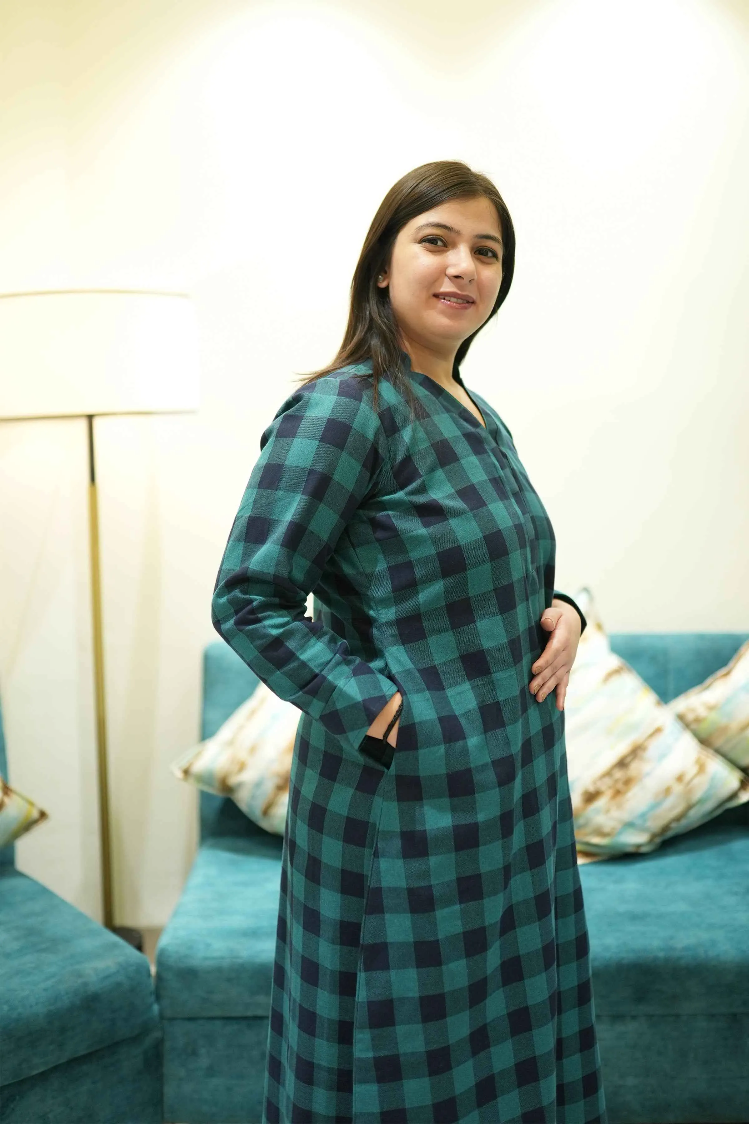 Teal Tapestry Woollen Kurta