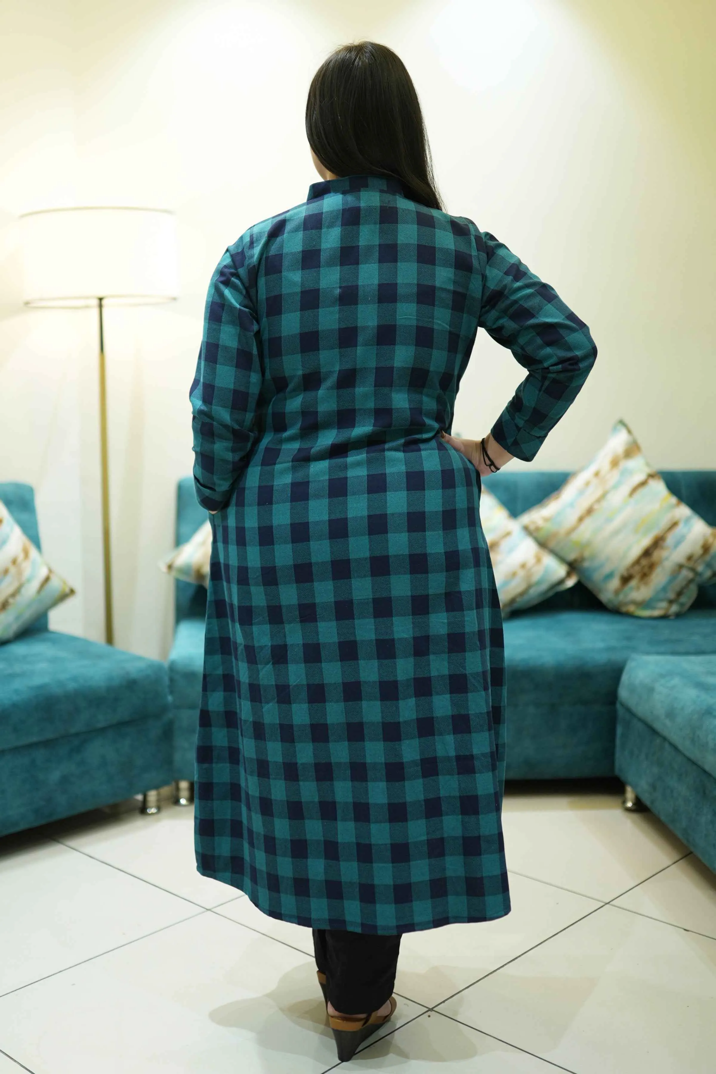 Teal Tapestry Woollen Kurta
