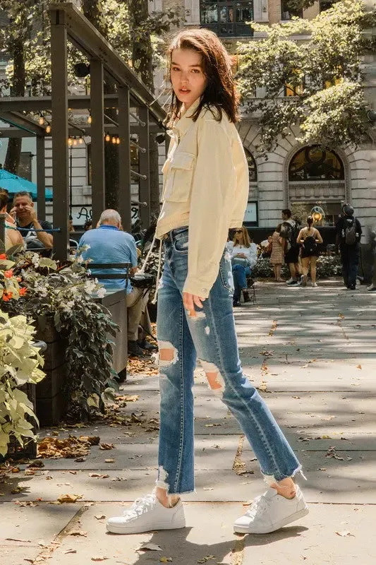 THE BAILEY DISTRESSED STRAIGHT FLYING MONKEY JEANS