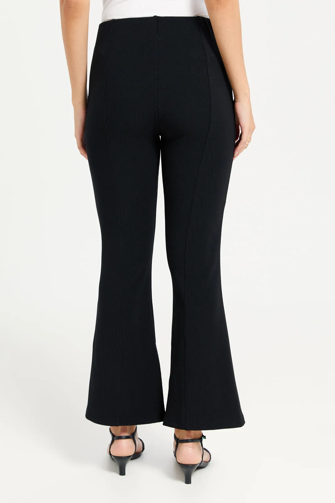 Women Black Flared Trousers