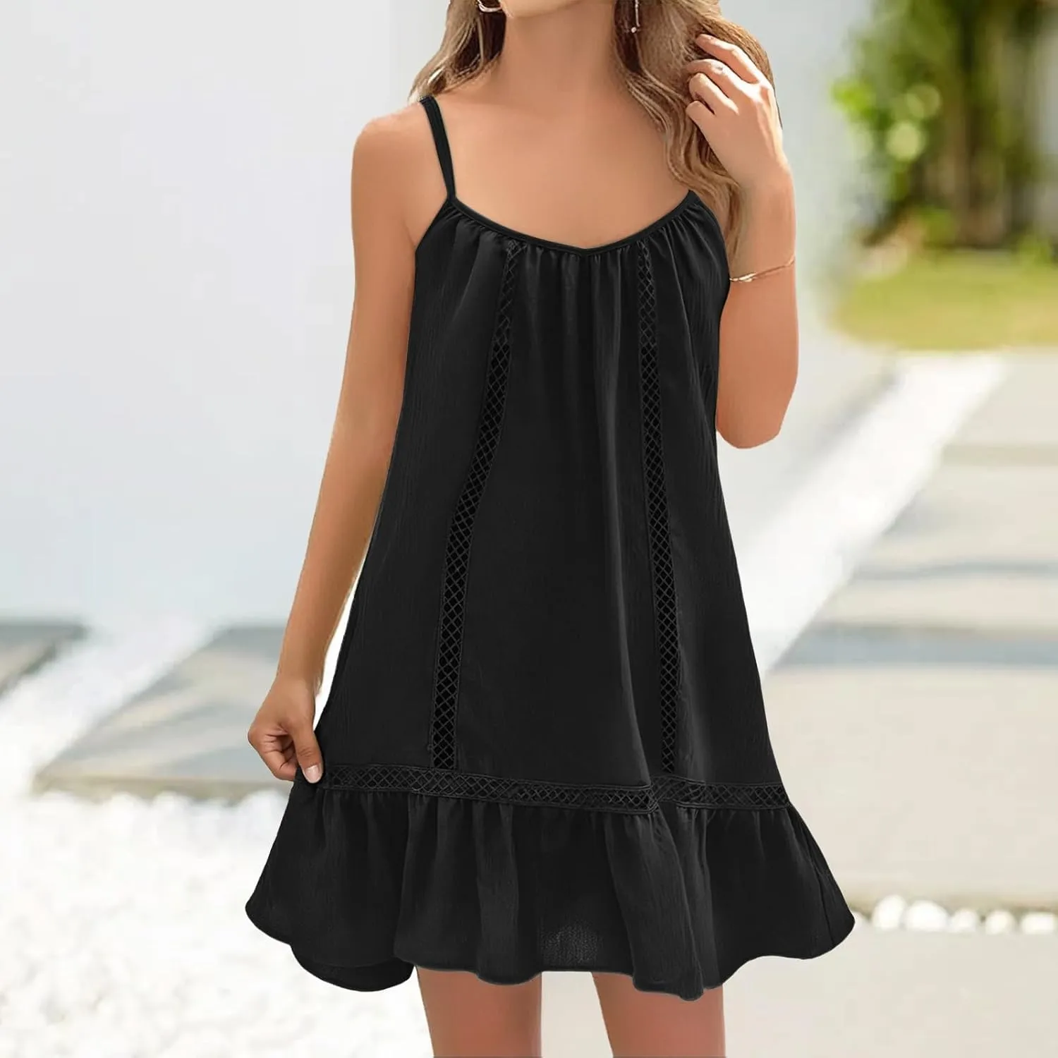 Womens Cover Up Swim Beach Dresses Loose Fit Coverups Spaghetti Straps Sundress Casual Plus Size Dress 2025
