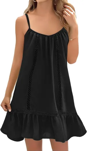 Womens Cover Up Swim Beach Dresses Loose Fit Coverups Spaghetti Straps Sundress Casual Plus Size Dress 2025