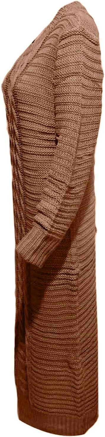Women's Fall Winter Casual Trendy Crew Neck Long Sleeve Bodycon Knit Sweater Dress Plus Size, S-3XL