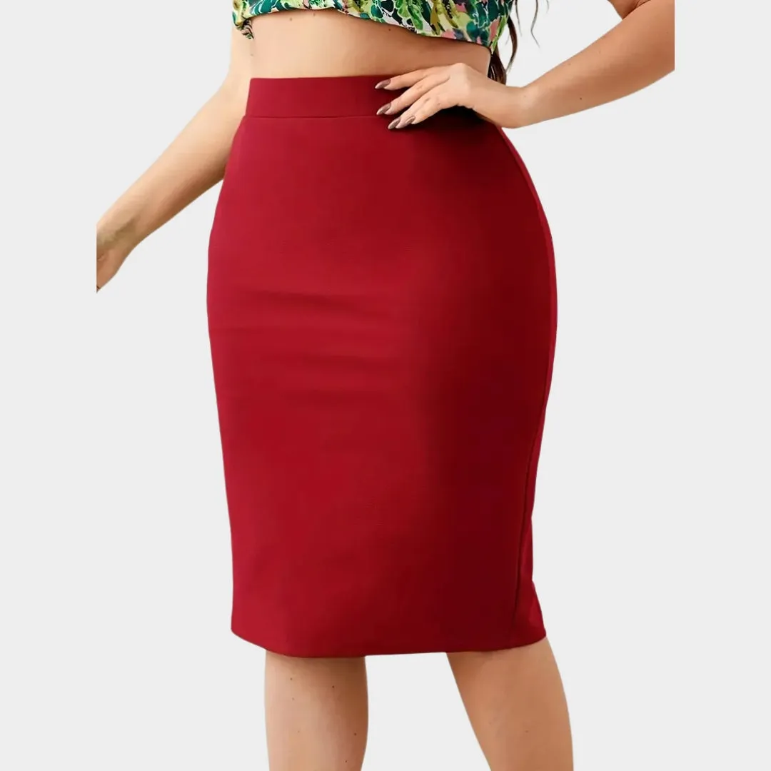 Women's High-Waist Slim Pencil Skirt - Elegant Midi Skirt - Multiple Colours