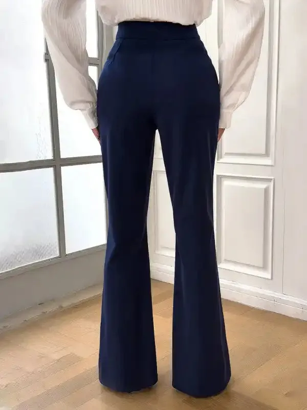 Women’s new elegant solid color slim fit flared trousers