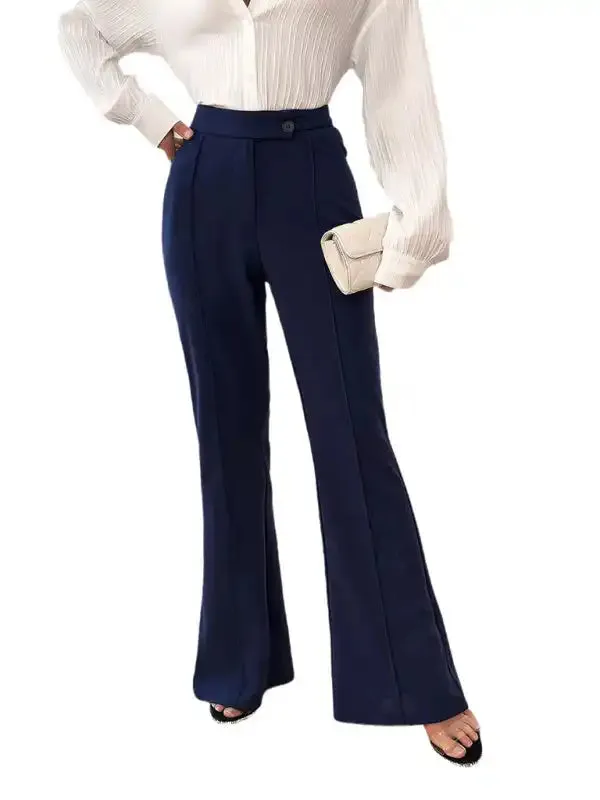 Women’s new elegant solid color slim fit flared trousers