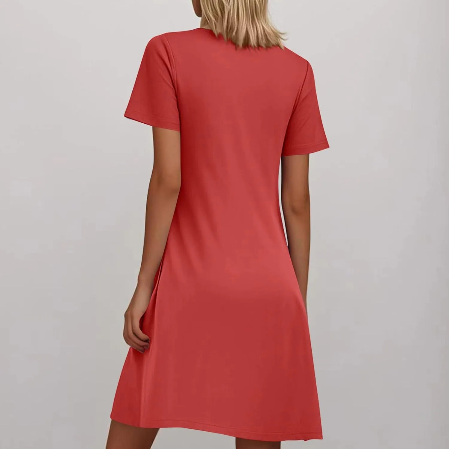 Women's Summer Mini Dresses Casual Loose Beach Vacation Dress Pleated Short Sleeve Plain Tank Sundress 2025