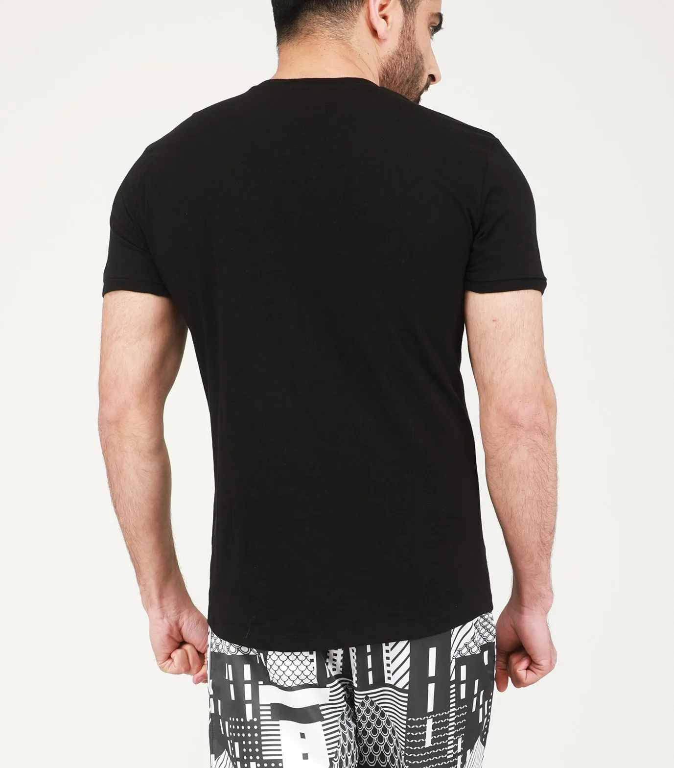 Yogue Active Black V-Neck Cotton T-Shirt